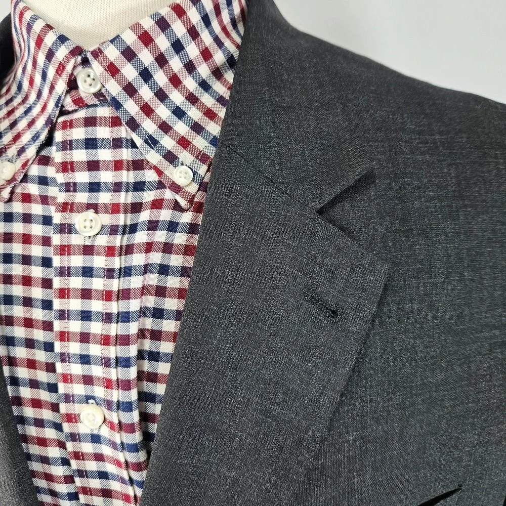 GS Perfect Fit Men's Sport Coat Two Button CH Gry Poly Wool Blend Sz 52PRG
